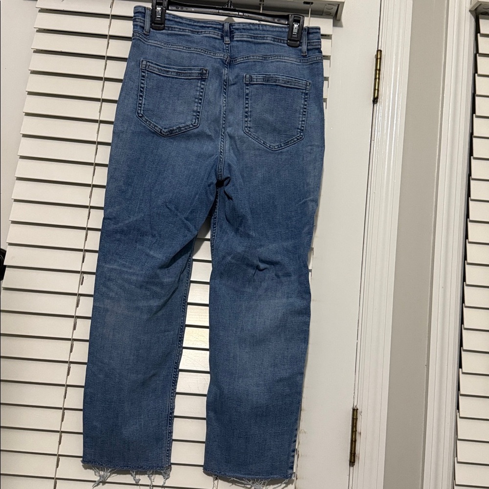 Blue Frayed Hem Jeans - Picture 2 of 2